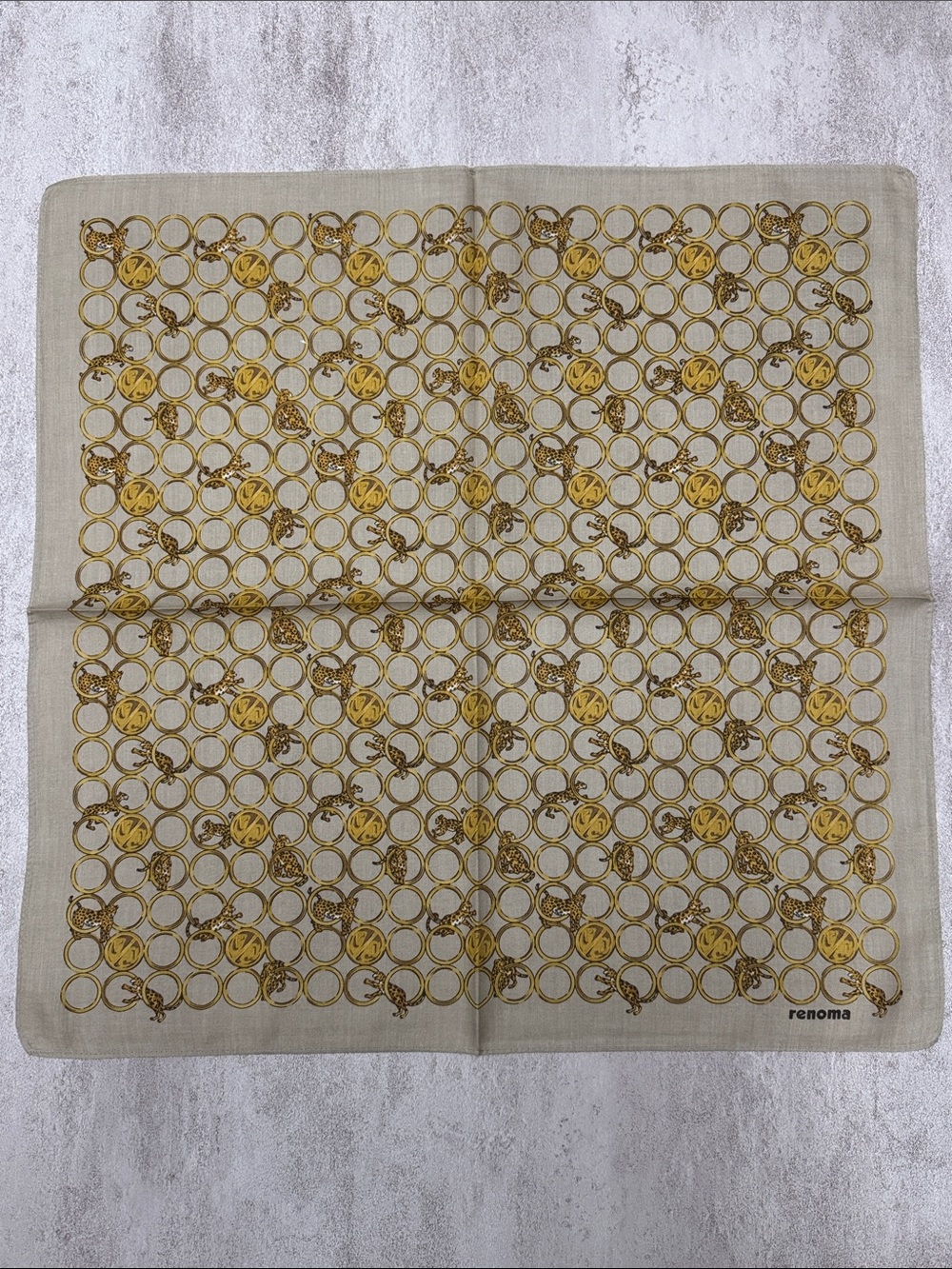 Cream and Gold Patterned cotton handkerchiefs